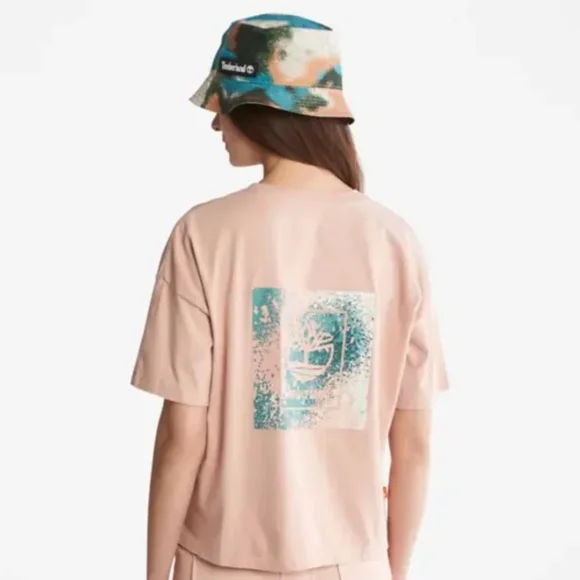 Timberland Relaxed Fit Blush Logo Tee Women's Large 🆕 - Picture 2 of 9